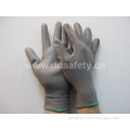 13 Gauge Grey Nylon Liner. Knit Wrist Grey PU Coated on Palm and Finger (DPU116)